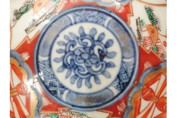 江戸期　古伊万里　冨貴長春　色絵　染付　金彩　約12cm　3.8寸　上品な雰囲気漂う小皿4枚セット　(R-084617)