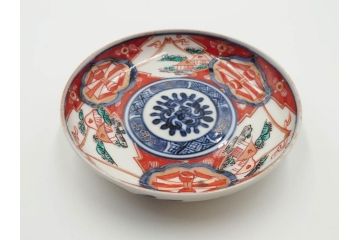 江戸期　古伊万里　冨貴長春　色絵　染付　金彩　約12cm　3.8寸　上品な雰囲気漂う小皿4枚セット　(R-084617)