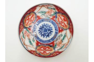 江戸期　古伊万里　冨貴長春　色絵　染付　金彩　約12cm　3.8寸　上品な雰囲気漂う小皿4枚セット　(R-084617)