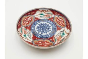 江戸期　古伊万里　冨貴長春　色絵　染付　金彩　約12cm　3.7寸　緻密な絵付けが目を引く小皿5枚セット　(R-084618)