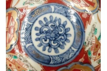 江戸期　古伊万里　冨貴長春　色絵　染付　金彩　約12cm　3.7寸　緻密な絵付けが目を引く小皿5枚セット　(R-084618)