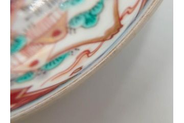 江戸期　古伊万里　冨貴長春　色絵　染付　金彩　約12cm　3.7寸　緻密な絵付けが目を引く小皿5枚セット　(R-084618)