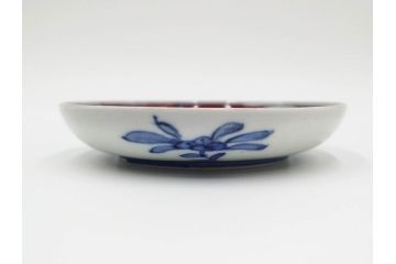 江戸期　古伊万里　冨貴長春　色絵　染付　金彩　約12cm　3.7寸　緻密な絵付けが目を引く小皿5枚セット　(R-084618)