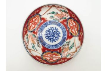 江戸期　古伊万里　冨貴長春　色絵　染付　金彩　約12cm　3.7寸　緻密な絵付けが目を引く小皿5枚セット　(R-084618)