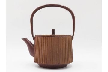 南部鉄器　伝統工芸士　現代の名工　佐藤勝久　利休型　蛇ノ目　伝統とモダンが融合した美しい佇まいの鉄瓶　(R-084623)