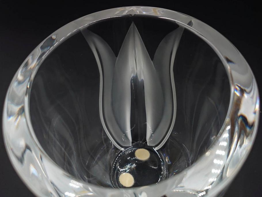 フランス　LALIQUE(ラリック)　チューリップ(TULIPES)　花びらを思わせる優雅な曲線が美しいフラワーベース　(R-084630)
