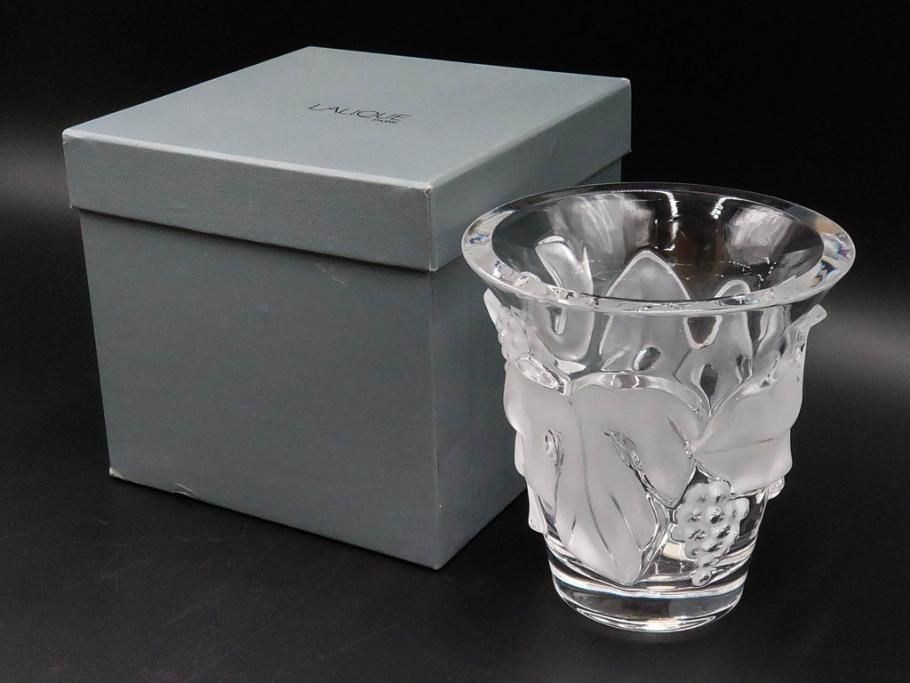 フランス　LALIQUE(ラリック)　ソミュール(SAUMUR)　高さ 約14cm　上品な雰囲気漂うフラワーベース　(R-084631)
