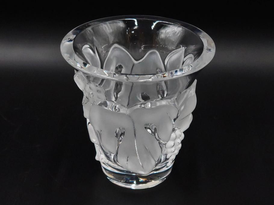 フランス　LALIQUE(ラリック)　ソミュール(SAUMUR)　高さ 約14cm　上品な雰囲気漂うフラワーベース　(R-084631)