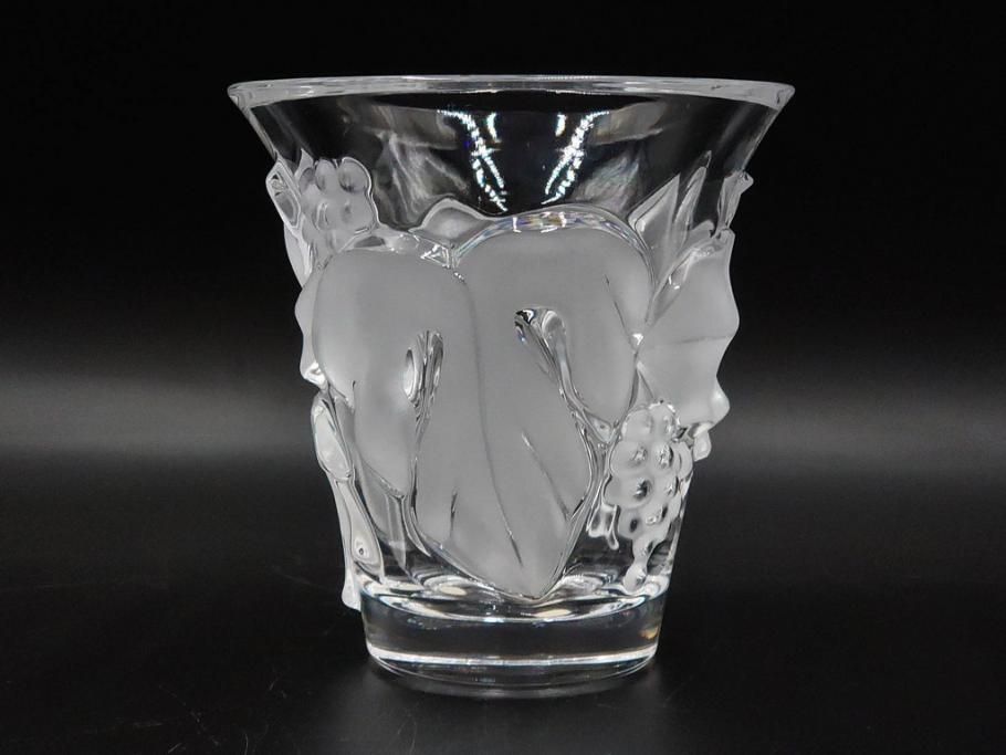 フランス　LALIQUE(ラリック)　ソミュール(SAUMUR)　高さ 約14cm　上品な雰囲気漂うフラワーベース　(R-084631)