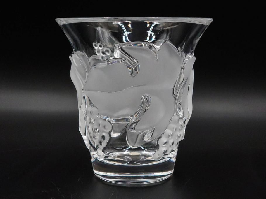 フランス　LALIQUE(ラリック)　ソミュール(SAUMUR)　高さ 約14cm　上品な雰囲気漂うフラワーベース　(R-084631)