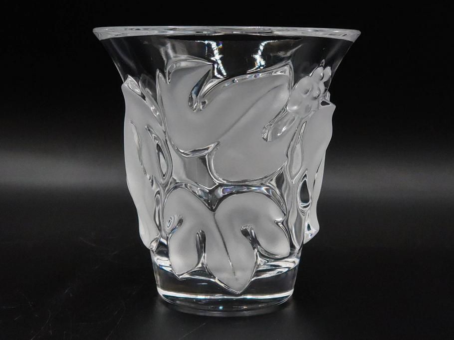 フランス　LALIQUE(ラリック)　ソミュール(SAUMUR)　高さ 約14cm　上品な雰囲気漂うフラワーベース　(R-084631)