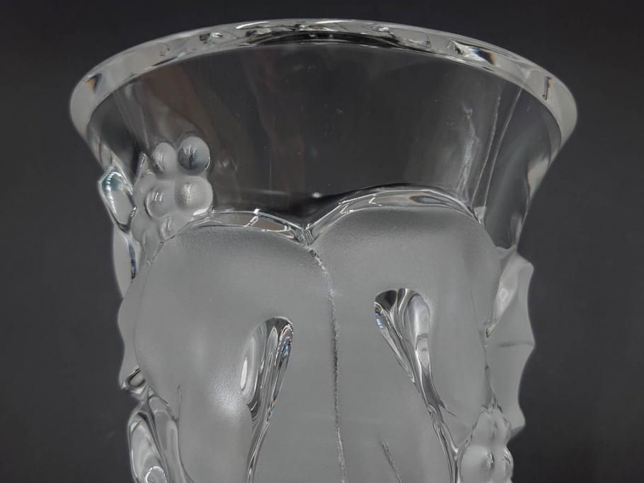 フランス　LALIQUE(ラリック)　ソミュール(SAUMUR)　高さ 約14cm　上品な雰囲気漂うフラワーベース　(R-084631)