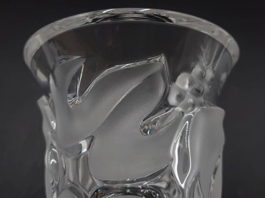 フランス　LALIQUE(ラリック)　ソミュール(SAUMUR)　高さ 約14cm　上品な雰囲気漂うフラワーベース　(R-084631)