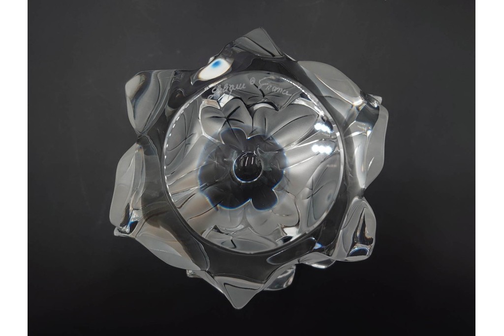 フランス　LALIQUE(ラリック)　ヘデラ(HEDERA)　高さ 約18cm　気品を感じるフラワーベース　(R-084632)