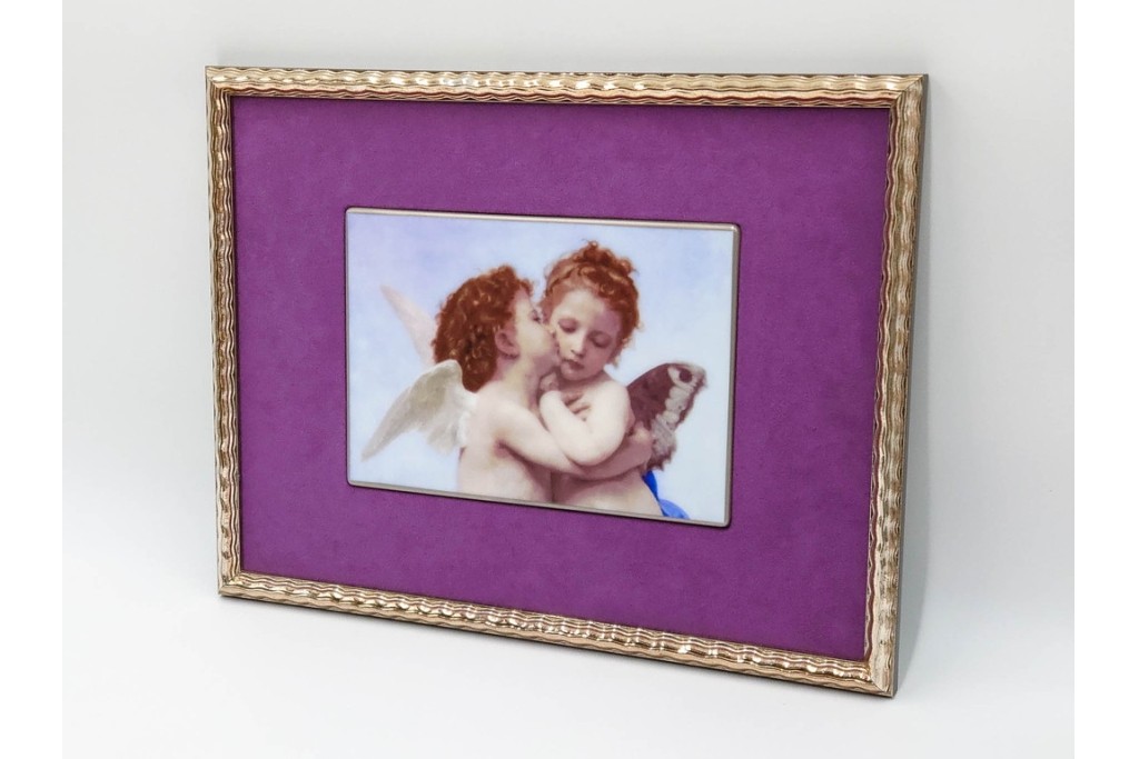 大倉陶園(OKURA、OAC)　「ファーストキス」　49/50　空間に温かみを添える陶板画　(R-084633)