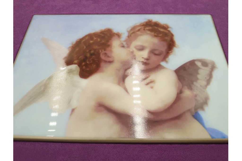 大倉陶園(OKURA、OAC)　「ファーストキス」　49/50　空間に温かみを添える陶板画　(R-084633)