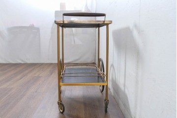 イギリスビンテージ　老舗家具ブランド　ピルキントン(PILKINGTON)　大きな車輪が印象的でクラシカルな雰囲気漂うキッチンカート　(R-084641)