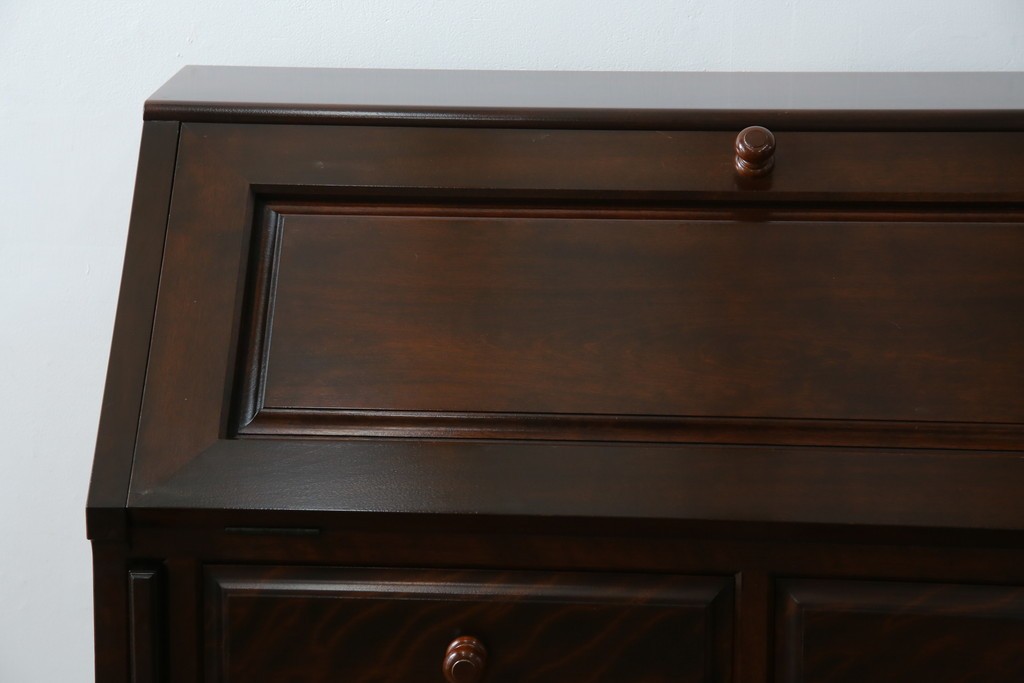 中古　超美品　松本民芸家具　H型　ボールフットがクラシカルな雰囲気を高めるライティングビューロー　定価約42万円　(R-084646)