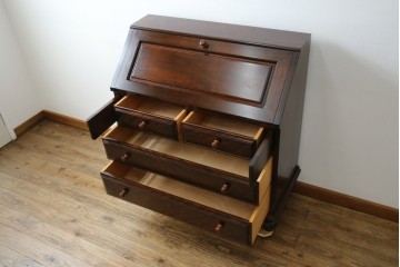 中古　超美品　松本民芸家具　H型　ボールフットがクラシカルな雰囲気を高めるライティングビューロー　定価約42万円　(R-084646)