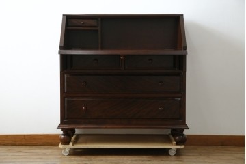 中古　超美品　松本民芸家具　H型　ボールフットがクラシカルな雰囲気を高めるライティングビューロー　定価約42万円　(R-084646)