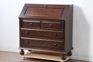 中古　超美品　松本民芸家具　H型　ボールフットが特徴的なライティングビューロー(簿記机、ワークデスク、在宅ワーク、在宅用デスク、サイドチェスト)(定価約42万円)(R-084646)