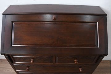 中古　超美品　松本民芸家具　H型　ボールフットが特徴的なライティングビューロー(簿記机、ワークデスク、在宅ワーク、在宅用デスク、サイドチェスト)(定価約42万円)(R-084646)