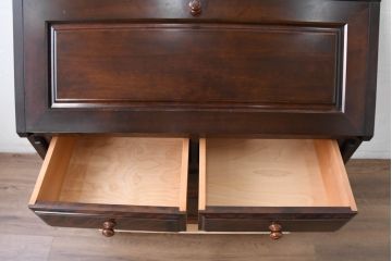 中古　超美品　松本民芸家具　H型　ボールフットが特徴的なライティングビューロー(簿記机、ワークデスク、在宅ワーク、在宅用デスク、サイドチェスト)(定価約42万円)(R-084646)