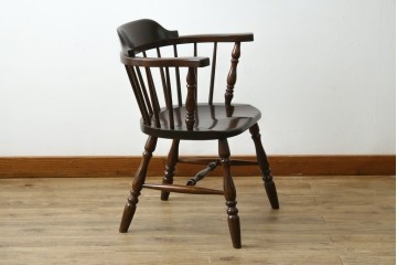 中古　美品　松本民芸家具　#91型　落ち着きのある大人カフェ風インテリアが叶うキャプテンチェア　定価約13万円　(R-084647)