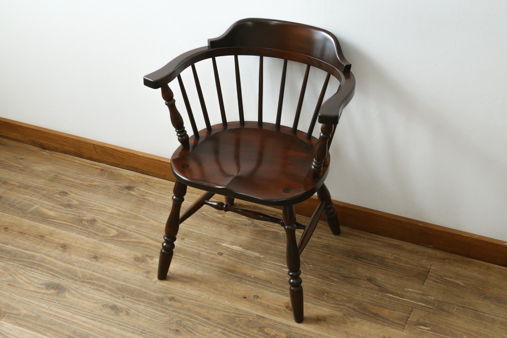 中古　美品　松本民芸家具　#91型　落ち着きのある大人カフェ風インテリアが叶うキャプテンチェア　定価約13万円　(R-084647)