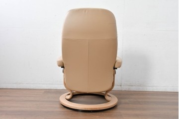 中古　ノルウェー製　EKORNES(エコーネス)　Sサイズ　コンサルシリーズ　クラシック　本革(レザー)　高級感漂う佇まいが魅力のオットマン付きストレスレスチェア　(R-084649)