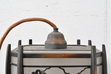 《引っ掛けシーリング式ペンダントライト加工費込み》　和製アンティーク　和の風情がたっぷりな松の木の意匠を施した真鍮(しんちゅう)フレームの天井照明(ブラス、吊り下げ照明、電笠、ペンダントライト、シェードランプ)(R-084656)