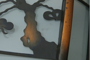 和製アンティーク　和の風情がたっぷりな松の木の意匠を施した真鍮(しんちゅう)フレームの天井照明　(R-084656)