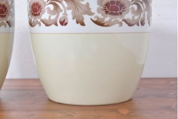 アンティーク雑貨　オールドノリタケ(則武、日陶)　NORITAKE　月桂樹印　菊牡丹文がレトロな火鉢2点セット(手あぶり、鉢カバー、傘立て)(R-084659)