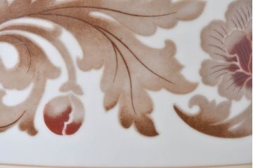 アンティーク雑貨　オールドノリタケ(則武、日陶)　NORITAKE　月桂樹印　菊牡丹文がレトロな火鉢2点セット(手あぶり、鉢カバー、傘立て)(R-084659)