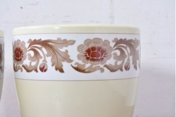 アンティーク雑貨　オールドノリタケ(則武、日陶)　NORITAKE　月桂樹印　菊牡丹文がレトロな火鉢2点セット(手あぶり、鉢カバー、傘立て)(R-084660)