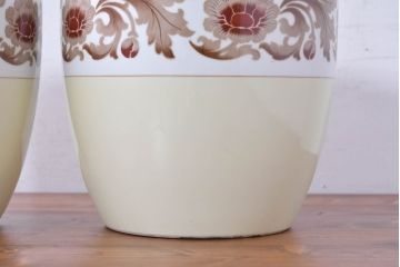 アンティーク雑貨　オールドノリタケ(則武、日陶)　NORITAKE　月桂樹印　菊牡丹文がレトロな火鉢2点セット(手あぶり、鉢カバー、傘立て)(R-084660)