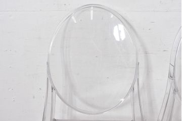 中古　イタリア　カルテル(Kartell)　ビクトリアゴースト(VICTORIA GHOST)　幾何学的なデザインが目を引くチェア2脚セット(ダイニングチェア、椅子、イス、バラ売り可能)(定価2脚で約10万円)(R-084664)