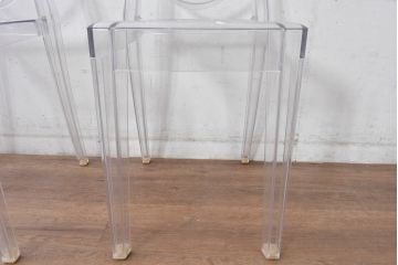 中古　イタリア　カルテル(Kartell)　ビクトリアゴースト(VICTORIA GHOST)　幾何学的なデザインが目を引くチェア2脚セット(ダイニングチェア、椅子、イス、バラ売り可能)(定価2脚で約10万円)(R-084664)