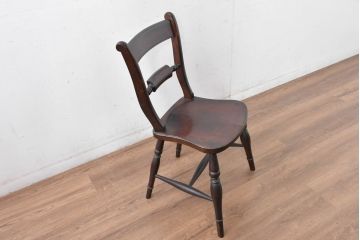 中古　美品　松本民芸家具　背貫のデザインが目を引くB型ワイコムチェア(板座チェア、ワークチェア、ダイニングチェア、イス、椅子)(定価約12万円)(R-084665)
