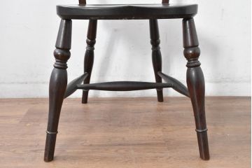 中古　美品　松本民芸家具　背貫のデザインが目を引くB型ワイコムチェア(板座チェア、ワークチェア、ダイニングチェア、イス、椅子)(定価約12万円)(R-084665)