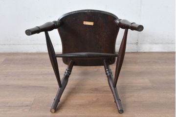 中古　美品　松本民芸家具　背貫のデザインが目を引くB型ワイコムチェア(板座チェア、ワークチェア、ダイニングチェア、イス、椅子)(定価約12万円)(R-084665)
