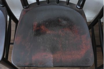 中古　美品　松本民芸家具　背もたれの曲線とスポークの美しさが魅力の#220F型チェア4脚　セット定価約48万円相当　(R-084666)