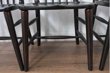 中古　美品　松本民芸家具　背もたれの曲線とスポークの美しさが魅力の#220F型チェア4脚　セット定価約48万円相当　(R-084666)
