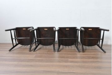 中古　美品　松本民芸家具　背もたれの曲線とスポークの美しさが魅力の#220F型チェア4脚　セット定価約48万円相当　(R-084666)