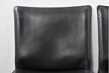 中古　美品　Cassina(カッシーナ)　412　CAB(キャブ)　MARIO BELLINI(マリオベリーニ)　シックでラグジュアリーな雰囲気を高めるアームレスチェア4脚セット(キャブチェア、ダイニングチェア、椅子、イス、バラ売り可能)(定価約120万円)(R-084667)
