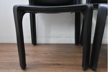 中古　美品　Cassina(カッシーナ)　412　CAB(キャブ)　MARIO BELLINI(マリオベリーニ)　シックでラグジュアリーな雰囲気を高めるアームレスチェア4脚セット(キャブチェア、ダイニングチェア、椅子、イス、バラ売り可能)(定価約120万円)(R-084667)