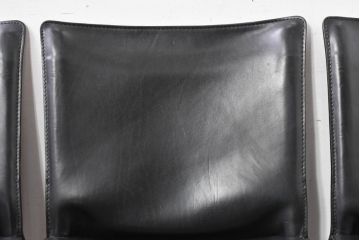 中古　美品　Cassina(カッシーナ)　412　CAB(キャブ)　MARIO BELLINI(マリオベリーニ)　シックでラグジュアリーな雰囲気を高めるアームレスチェア4脚セット(キャブチェア、ダイニングチェア、椅子、イス、バラ売り可能)(定価約120万円)(R-084667)