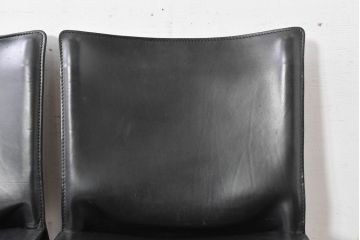中古　美品　Cassina(カッシーナ)　412　CAB(キャブ)　MARIO BELLINI(マリオベリーニ)　シックでラグジュアリーな雰囲気を高めるアームレスチェア4脚セット(キャブチェア、ダイニングチェア、椅子、イス、バラ売り可能)(定価約120万円)(R-084667)