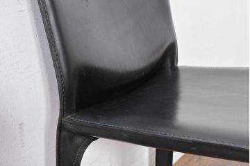 中古　美品　Cassina(カッシーナ)　412　CAB(キャブ)　MARIO BELLINI(マリオベリーニ)　シックでラグジュアリーな雰囲気を高めるアームレスチェア4脚セット(キャブチェア、ダイニングチェア、椅子、イス、バラ売り可能)(定価約120万円)(R-084667)