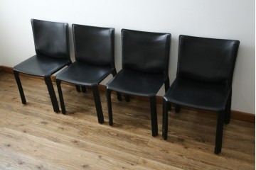 中古　美品　Cassina(カッシーナ)　412　CAB(キャブ)　MARIO BELLINI(マリオベリーニ)　シックでラグジュアリーな雰囲気を高めるアームレスチェア4脚　セット定価約120万円相当　(R-084667)